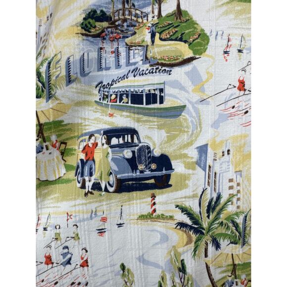 Clearwater Outfitters Florida Palm Tree Vintage Car Print Hawaiian Camp Shirt XL - Picture 3 of 5